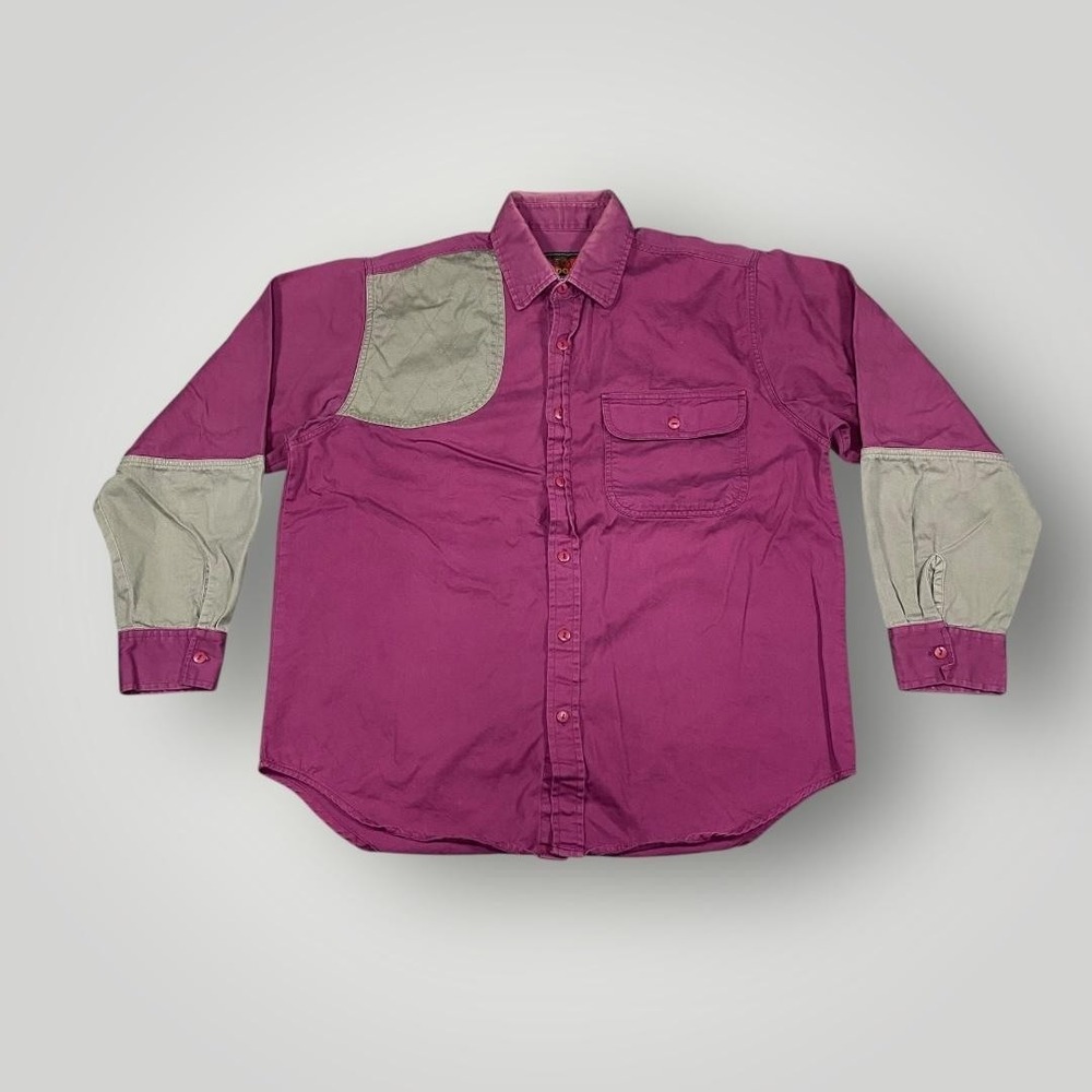 Avid Outdoor Shirt Mens Large Purple Tan Shooting‎ Hunting Quilted Shoulder